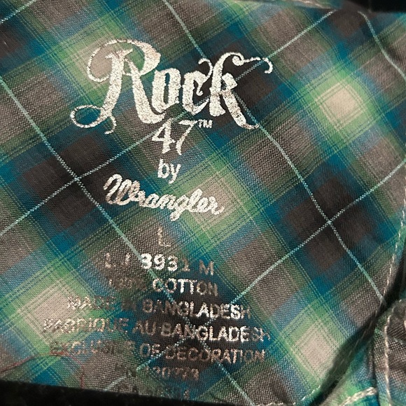 Rock 47 Bling Snap Button Plaid Western Shirt Size Large - Picture 5 of 5